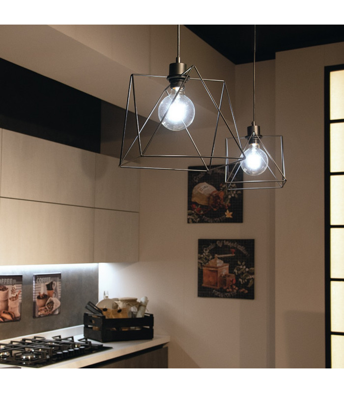 SANTANA Wire Frame Pendant Ceiling Light Black 26x26x25cm-2