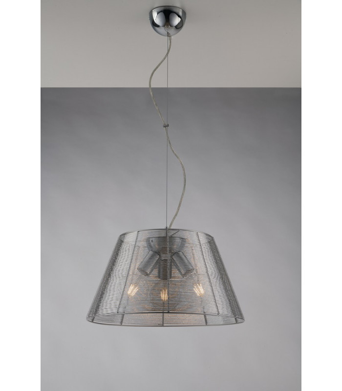 SPRIZ 3 Light Dome Pendant Ceiling Light Silver 45x27cm-2