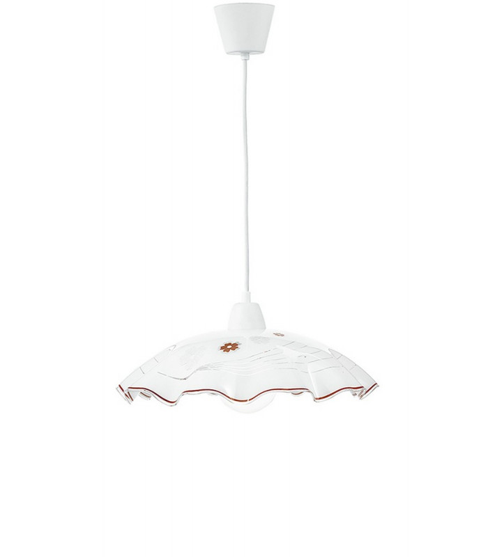 VICTORIA Dome Pendant Ceiling Light White 42x30cm