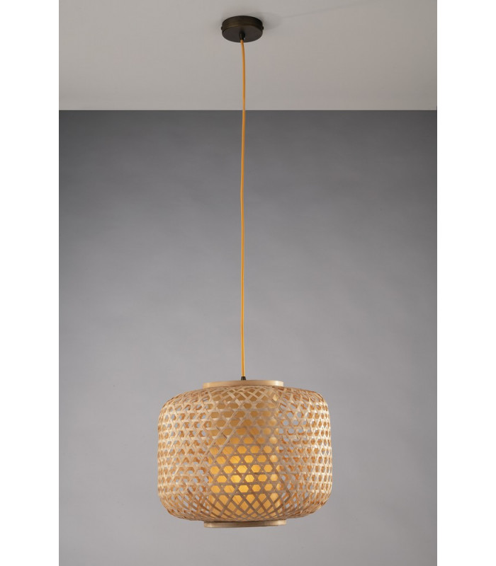 ZEN Cylindrical Pendant Ceiling Light Wood 40x31cm-2