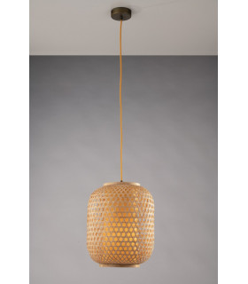ZEN Cylindrical Pendant Ceiling Light Wood 30x37cm-2