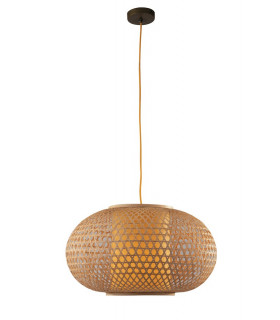 ZEN Wire Frame Pendant Ceiling Light Wood 60x35cm-1