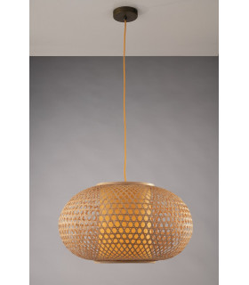 ZEN Wire Frame Pendant Ceiling Light Wood 60x35cm-2
