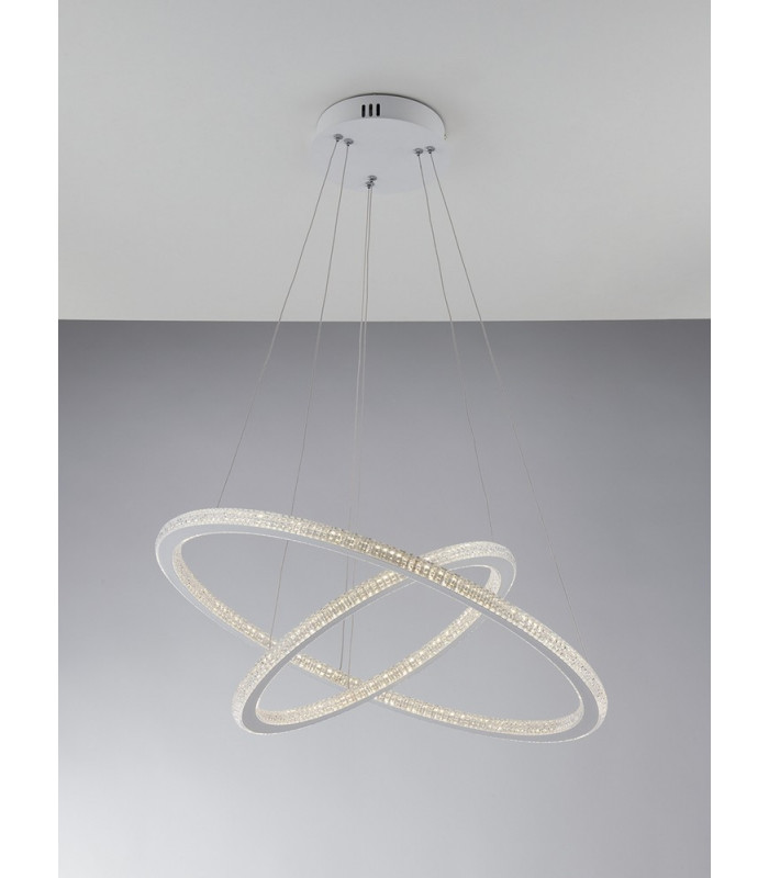 BRYANT LED 2 Ring Pendant Ceiling Light White 3555lm 3000K 60x2+40x2cm-2