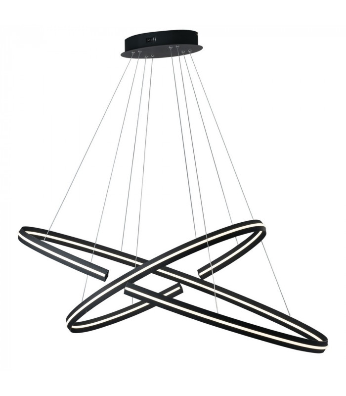 CLARKE LED 2 Ring Pendant Ceiling Light Black 6600lm 3000K 120x60+80x40cm-1
