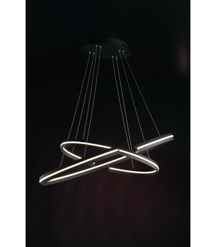 CLARKE LED 2 Ring Pendant Ceiling Light Black 6600lm 3000K 120x60+80x40cm-4