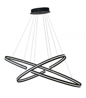 CLARKE LED 2 Ring Pendant Ceiling Light Black 4500lm 3000K 80x40+60x30cm-1
