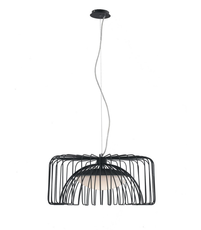 COUGAR LED Wire Frame Pendant Ceiling Light Black 1920lm 4000K 50x26cm