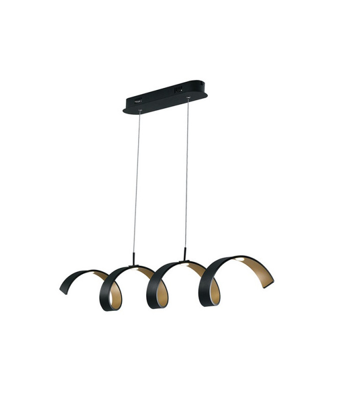 HELIX LED Swirl Pendant Ceiling Light Black Gold 1600lm 4000K 80x13.5cm