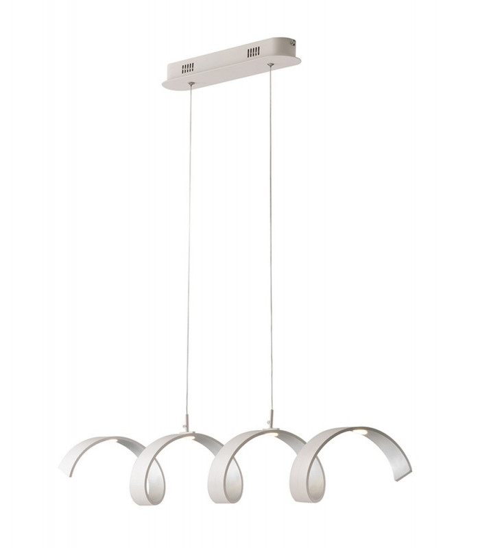 HELIX LED Swirl Pendant Ceiling Light White Silver 1600lm 3000K 80x13.5cm