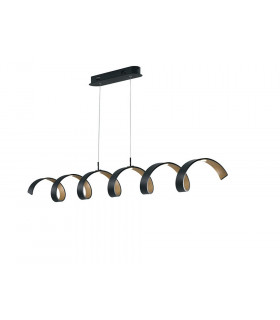 HELIX LED Swirl Pendant Ceiling Light Black Gold 2400lm 3000K 125x13.5cm