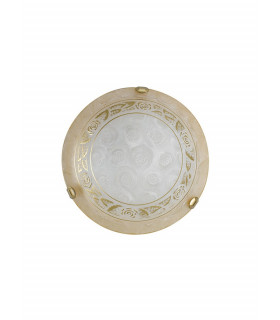 ROSY 2 Light Patterned Glass Flush Ceiling Light Amber 40cm-1