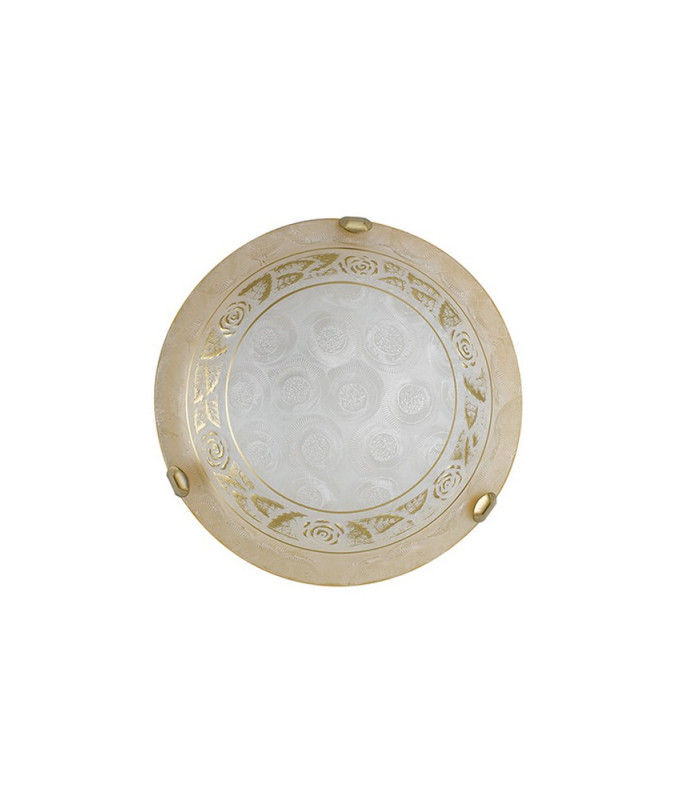 ROSY 2 Light Patterned Glass Flush Ceiling Light Amber 40cm-1