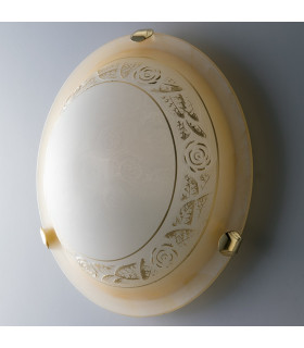 ROSY 2 Light Patterned Glass Flush Ceiling Light Amber 40cm-2