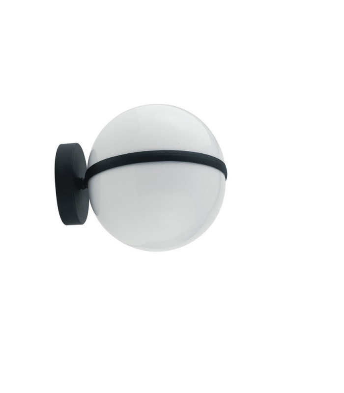 ORBIT Outdoor Globe Wall Light Black IP44 25x20cm