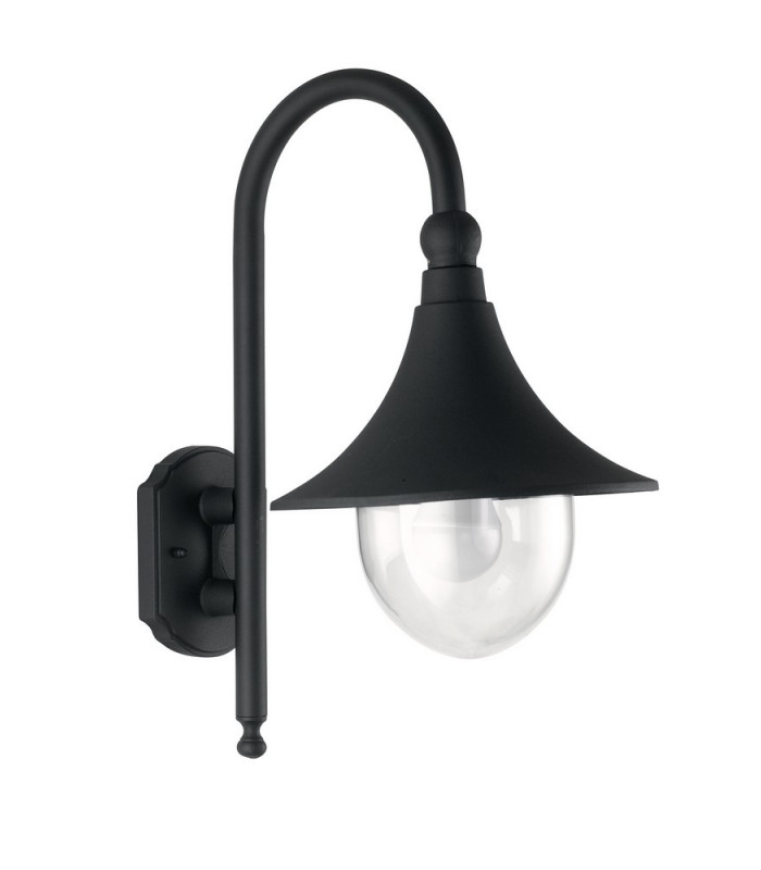 PAVIA Outdoor Dome Wall Light Black IP44 26x48x34cm