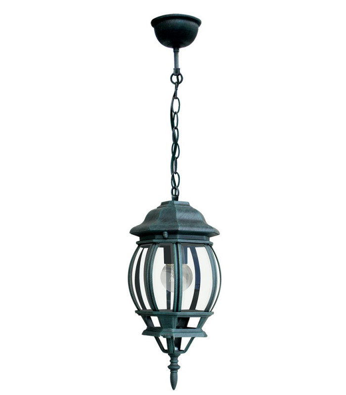 SANTIAGO Outdoor Pendant Ceiling Light Black Green IP44 15.5cm