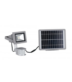 ELIOS Outdoor LED Flood Light with Sensor & Solar Panel Silver IP44 620lm 5000K 11.5x16cm