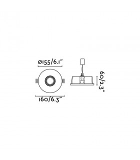 1 Light Round Recessed Spotlight Plaster, White - 2