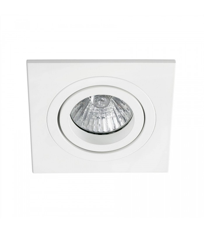 1 Light Square Tiltable Recessed Spotlight White, GU10 - 2