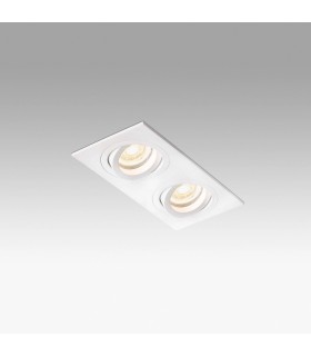 2 Light Double Tiltable Square Recessed Spotlight White, GU10 - 1