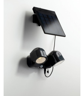 SHIVA Outdoor LED 2 Light Spotlight with Sensor & Solar Panel Anthracite IP54 230lm 4000K 16x7.2x10.9cm-2