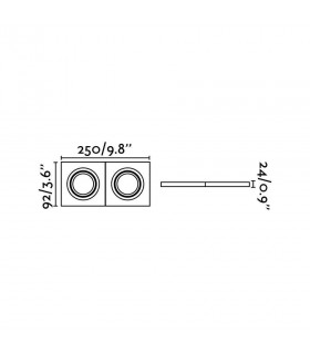2 Light Double Tiltable Square Recessed Spotlight White, GU10 - 2
