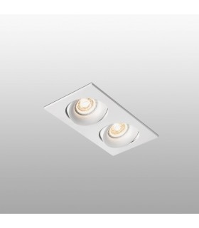 2 Light Double Square Tiltable Recessed Spotlight White, GU10 - 1