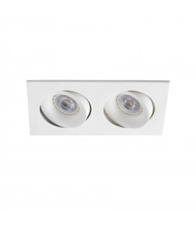 2 Light Double Square Tiltable Recessed Spotlight White, GU10 - 2