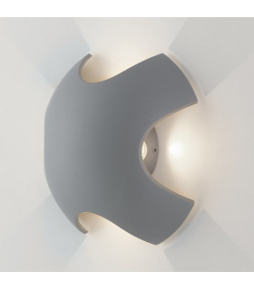 GHIBLI Outdoor LED 4 Light Flush Wall Light Silver IP54 520lm 3000K 19.8x6.6cm