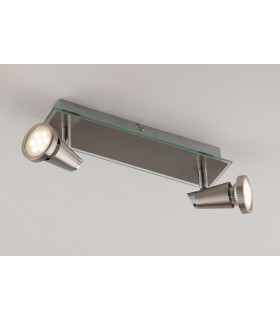 SPOT LED 2 Light Twin Adjustable Spotlight Nickel 400lm 2700K 29x12x7cm-2