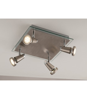 SPOT LED 4 Light Adjustable Spotlight Clusters Nickel 400lm 2700K 26x26x12cm-2