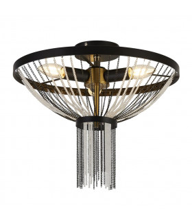 Baguette 3 Light Ceiling Light Black With Satin Brass-1