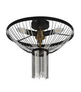 Baguette 3 Light Ceiling Light Black With Satin Brass-2