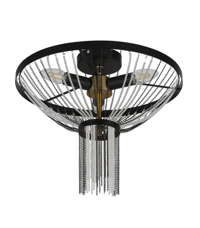 Baguette 3 Light Ceiling Light Black With Satin Brass-2