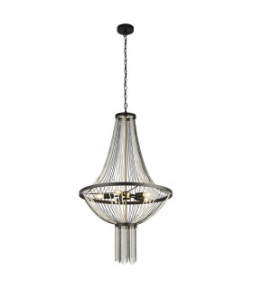 Baguette 5 Light Pendant Black With Satin Brass-1