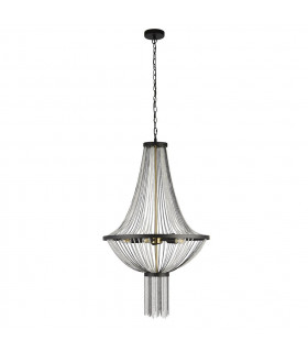 Baguette 5 Light Pendant Black With Satin Brass-2