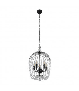 Shower 5 Light Pendant Black Finish Metal Clear Crystal-2