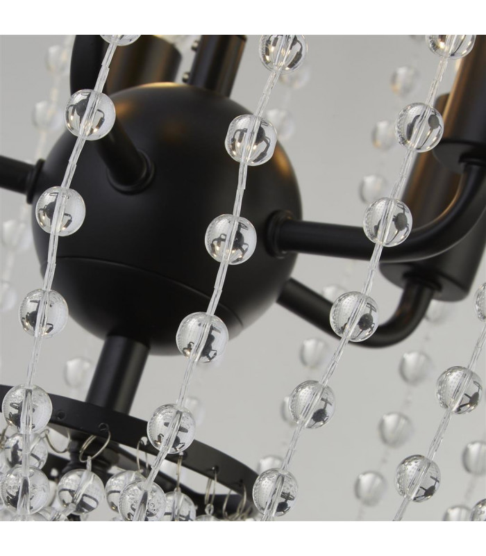 Shower 5 Light Pendant Black Finish Metal Clear Crystal-3