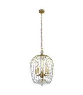 Shower 5 Light Pendant Gold Finish Metal Clear Crystal-1