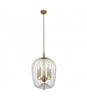 Shower 5 Light Pendant Gold Finish Metal Clear Crystal-2