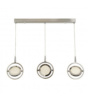 Gyroscope 3 Light LED Ring Bar Pendant Chrome Crystal Sand 3000K-1