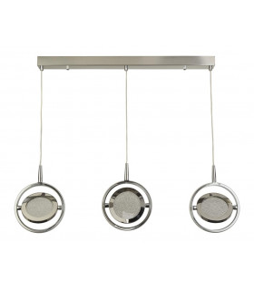 Gyroscope 3 Light LED Ring Bar Pendant Chrome Crystal Sand 3000K-2
