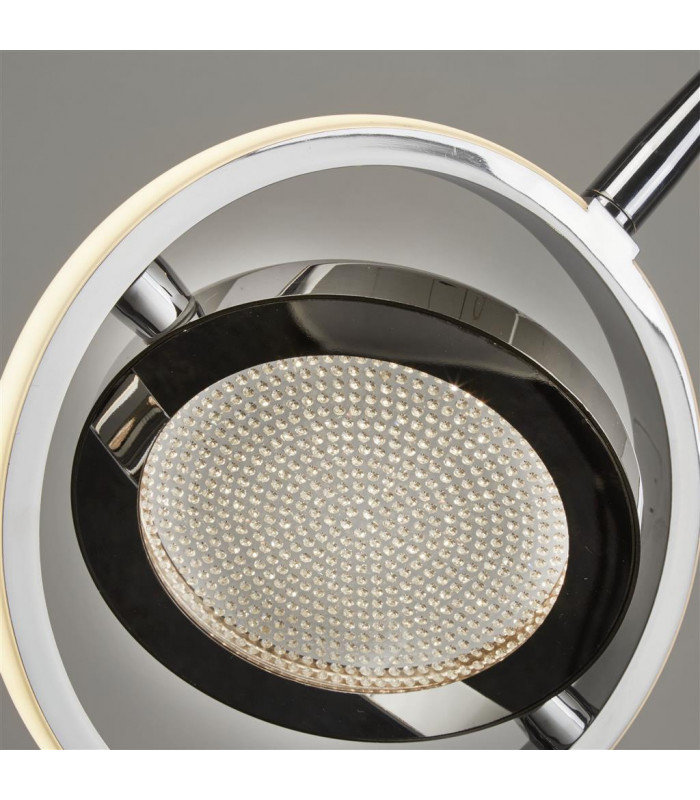 Gyroscope 3 Light LED Ring Bar Pendant Chrome Crystal Sand 3000K-3