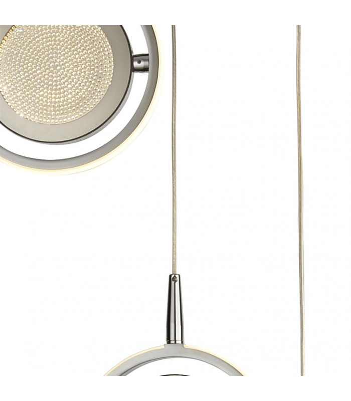 Gyroscope 3 Light Mu Lighti Drop LED Ring Pendant Chrome Crystal Sand 3000K-3