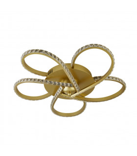 Daisy 5 Light LED Flush Fitting Gold Clear Crystals 4000K-2