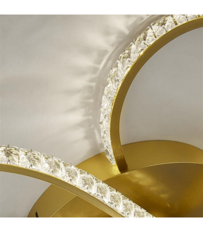 Daisy 5 Light LED Flush Fitting Gold Clear Crystals 4000K-3