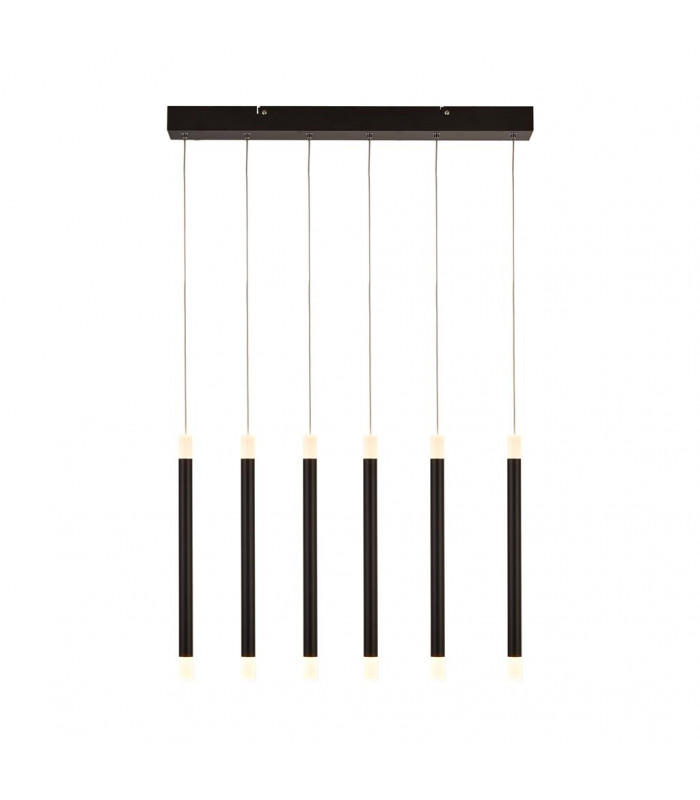 Wands 6 Light LED Bar Pendant Black 2700K-1