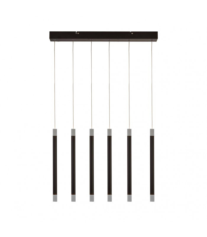 Wands 6 Light LED Bar Pendant Black 2700K-2