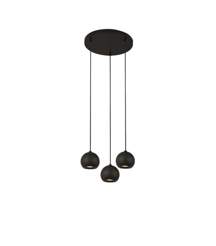 Eindhoven 3 Light Matt Black Mu Lighti Drop Pendant